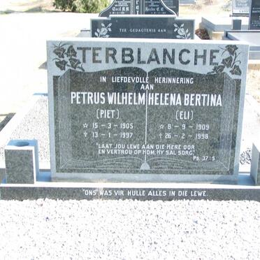 TERBLANCHE Petrus Wilhelm 1905-1997 &amp; Helena Bertina 1909-1998