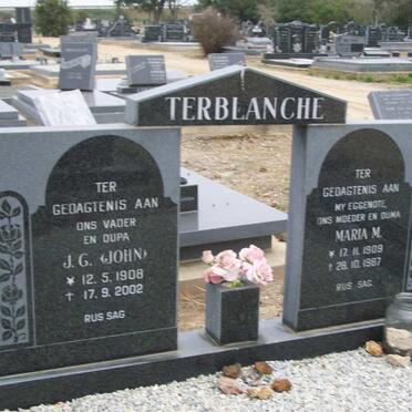 TERBLANCHE J.G. 1908-2002 &amp; Maria M. 1909-1987