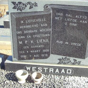 WESTRAAD M.P.K. nee BARNARD 1900-1978