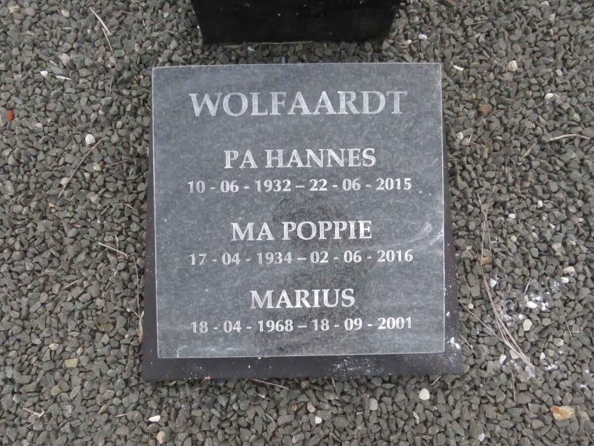 WOLFAARDT Hannes 1932-2015 & Poppie 1934-2016 :: WOLFAARDT Marius 1968-2001