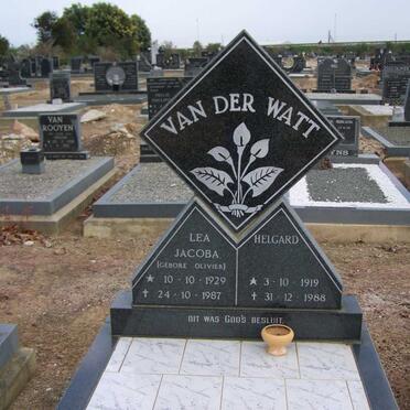 WATT Helgard, van der 1919-1988 &amp; Lea Jacoba OLIVIER 1929-1987