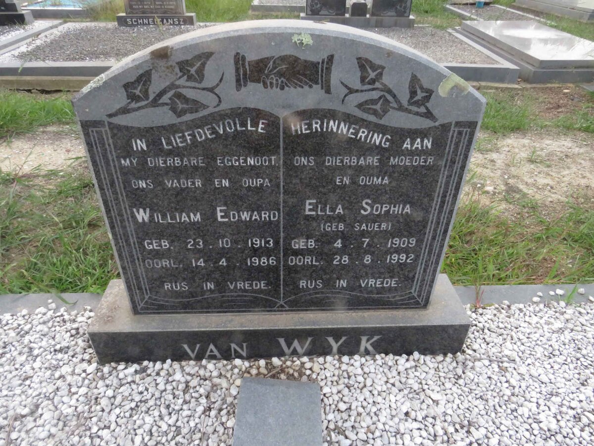 WYK William Edward, van 1913-1986 &amp; Ella Sophia SAUER 1909-1992