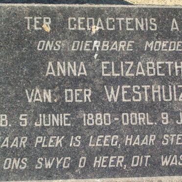 WESTHUIZEN Anna Elizabeth, van der 1880-1957