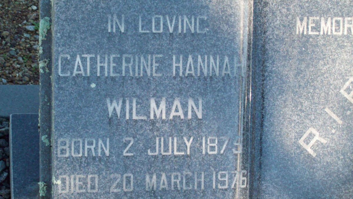 WILMAN Catherine Hannah 1875-1976