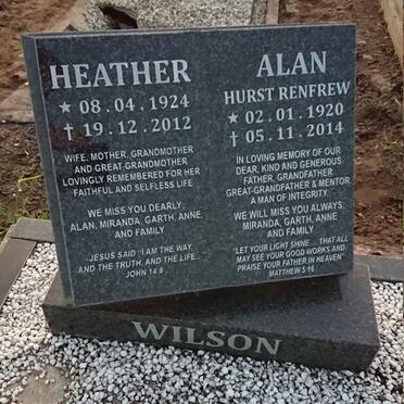 WILSON Alan Hurst Renfrew 1920-2014 & Heather 1924-2012