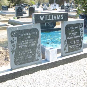 WILLIAMS Peter John 1914-1985 &amp; Johanna Hendrika 1915-2000