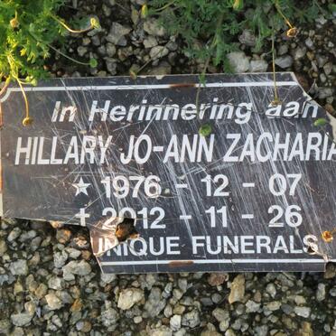 ZACHARIAS Hillary Jo-Ann 1976-2012