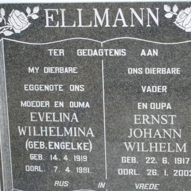 ELLMANN Ernst Johann Wilhelm 1917-2002 &amp; Evelina Wilhelmina ENGELKE 1919-1981