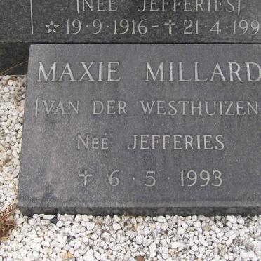 MILLIARD Maxie previously VAN DER WESTHUIZEN nee JEFFERIES -1993