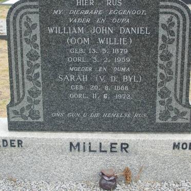 MILLER William John Daniel 1879-1959 &amp; Sarah V.D. BYL 1888-1972
