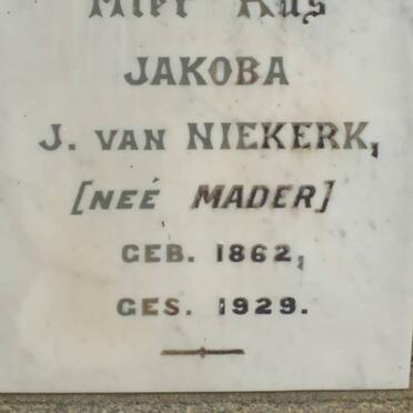 NIEKERK J., van nee MADER 1962-1929