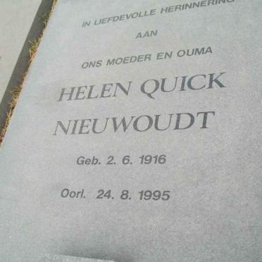 NIEUWOUDT Jacobus Petrus Johannes 1910-1976 &amp; Helen Quick 1916-1995 