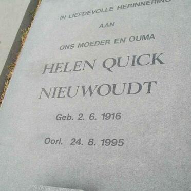 NIEUWOUDT Jacobus Petrus Johannes 1910-1976 &amp; Helen Quick 1916-1995 