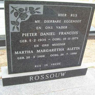 ROSSOUW Pieter Daniel Francois 1905-1979 &amp; Martha Margaretha Aletta 1908-1998