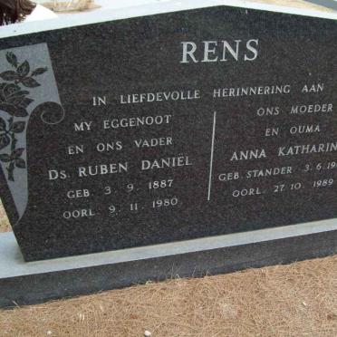 RENS Ruben Daniël 1887-1980 &amp; Anna Katharina STANDER 1900-1989