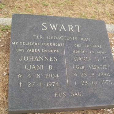 SWART Johannes B. 1904-1974 &amp; Maria H.H. VISAGIE 1894-1975