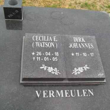 VERMEULEN Dirk Johannes 1917- &amp; Cecilia E. WATSON 1918-2005