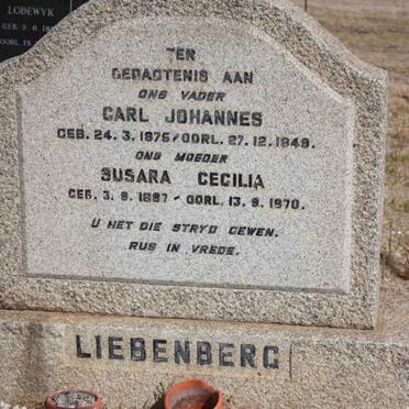 LIEBENBERG Carl Johannes 1875-1948 &amp; Susara Cecilia 1887-1970