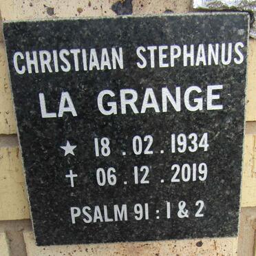 GRANGE Christiaan Stephanus, la 1934-2019