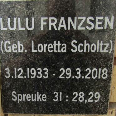 FRANZSEN Loretta nee SCHOLTZ 1933-2018