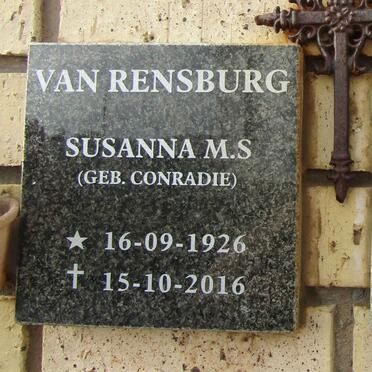 RENSBURG Susanna M.S., van nee CONRADIE 1926-2016