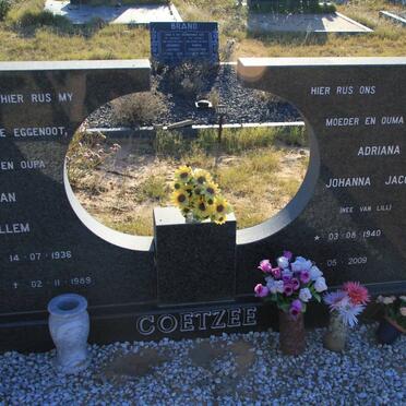 COETZEE Johan Willem 1936-1989 &amp; Adrianna Johanna Jacoba VAN LILL 1940-2009
