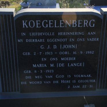 KOEGELENBERG G.J.D. 1913-1982 &amp; Maria M. DE LANGE 1923-