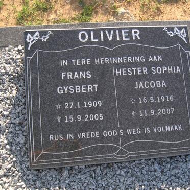 OLIVIER Frans Gysbert 1909-2005 &amp; Hester Sophia Jacoba 1916-2007
