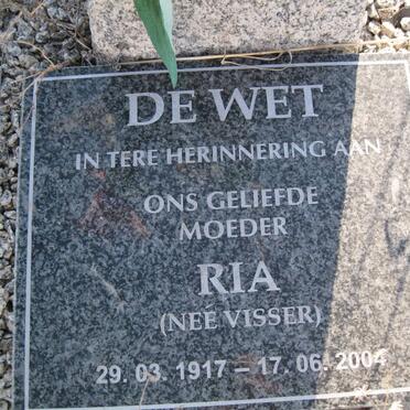 WET Ria, de nee VISSER 1917-2004