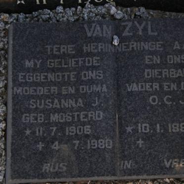 ZYL O.C.J., van 1888-  &amp; Susanna J. MOSTERT 1906-1980