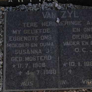 ZYL O.C.J., van 1888-  &amp; Susanna J. MOSTERT 1906-1980