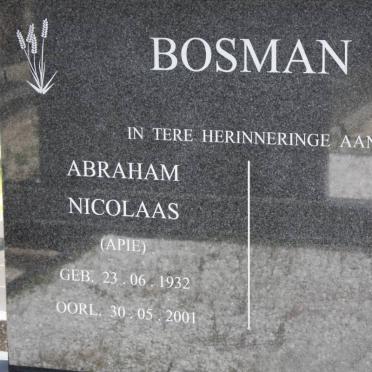 BOSMAN Abraham Nicolaas 1932-2001