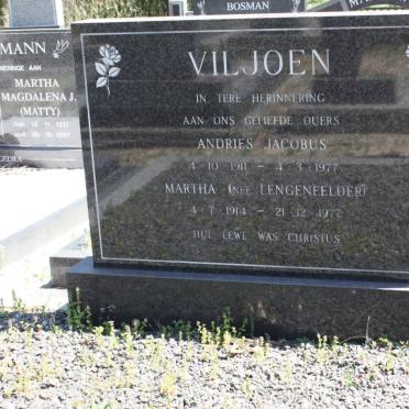 VILJOEN Andries Jacobus 1911-1977 &amp; Martha LENGENFELDER 1914-1977