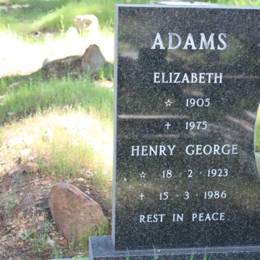 ADAMS Henry George 1923-1986 :: ADAMS Elizabeth 1905-1975