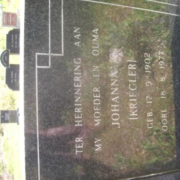 GROENEWALD Johannes C.C. 1897-1962 &amp; Johanna C. KRIEGLER 1902-1977