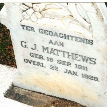 MATTHEWS G.J. 1911-1929