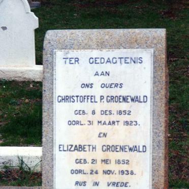 GROENEWALD Christoffel 1852-1923 &amp; Elizabeth 1852-1938