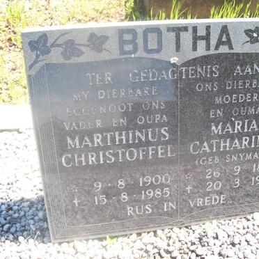 BOTHA Marthinus Christoffel 1900-1985 &amp; Maria Catharina SNYMAN 1898-1988