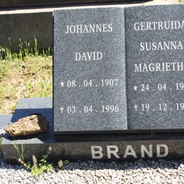 BRAND Johannes David 1907-1996 &amp; Gertruida Susanna Magrietha 1912-1986