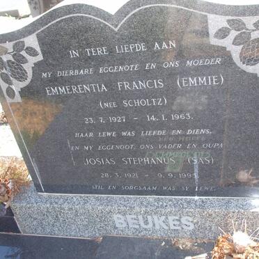BEUKES Josias Stephanus 1921-1995 :: SCHOLTZ Emmerentia Francis 1927-1963