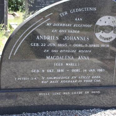 ERWEE Andries Johannes 1895-1958 &amp; Magdalena Anna MAREE 1891-1983