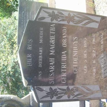 GELDENHUYS Susarah Magrietha Gertruida nee BRAND 1883-1965