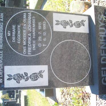 GELDENHUYS Fredrika Johanna nee HAREMSE 1915-1993