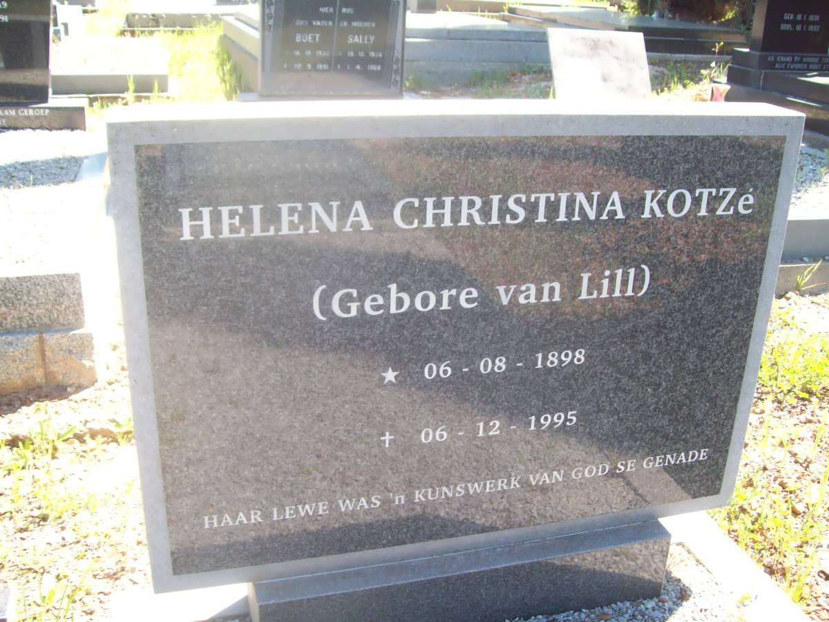 KOTZÉ Helena Christina nee VAN LILL 1898-1995