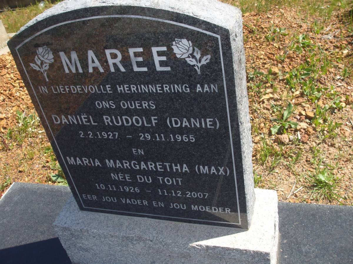 MAREE Daniel Rudolf 1927-1965 :: DU TOIT Maria Margaretha 1926-2007