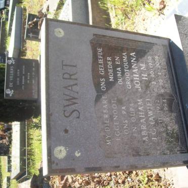 SWART Abraham J.G. 1922-1994 &amp; Johanna H.M. 1930-2006