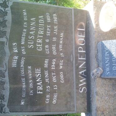 SWANEPOEL Fransie 1881-1949 &amp; Susanna Gertruida 1890-1989 :: SWANEPOEL D.J. 1932-2000