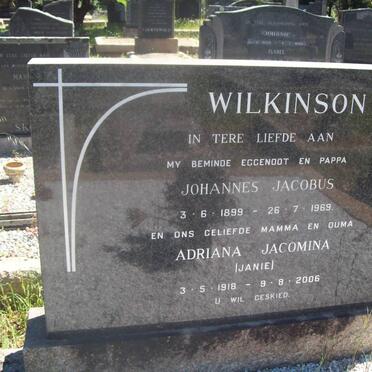 WILKINSON Johannes Jacobus 1899-1969 &amp; Adriana Jacomina a1918-2006