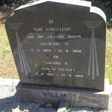 WILLMOT Frederik W. 1875-1956 &amp; Jacoba B. DU PLESSIS 1881-1964