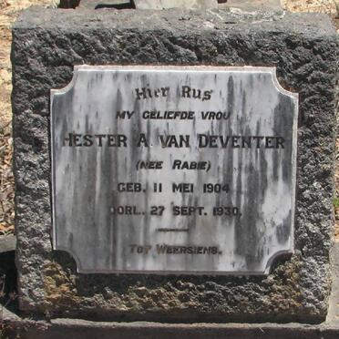 DEVENTER Hester A., van nee RABIE 1904-1930